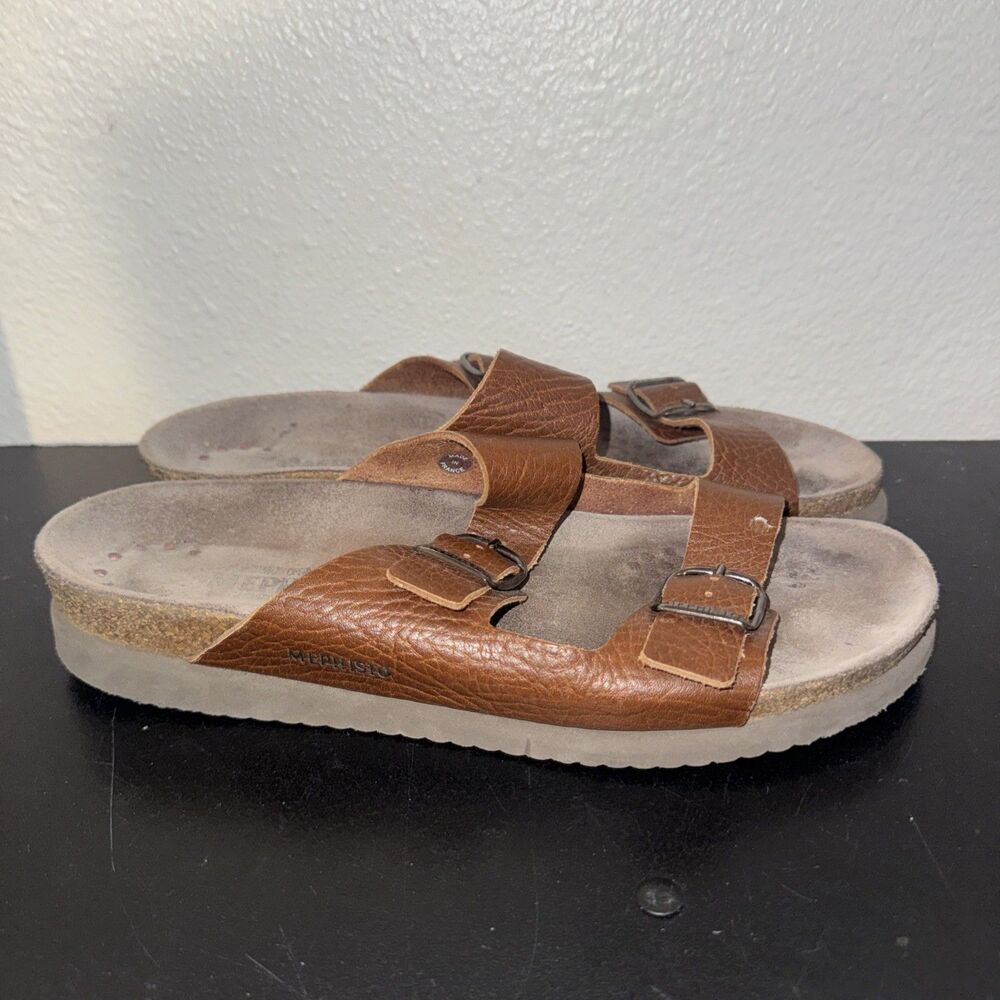 Mephisto Harmony Women's Sandals Size Eu 41 Brown Leather Double Strap Buckle 11